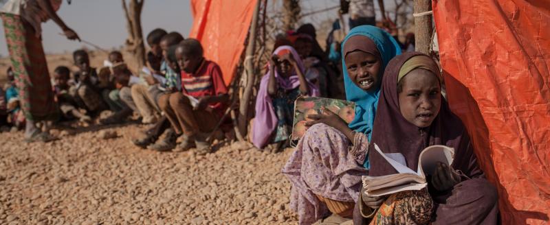 Children in Somalia displaced by drought in 2017. Photo credit: Norwegian Refugee Council / Adrienne Surprenant