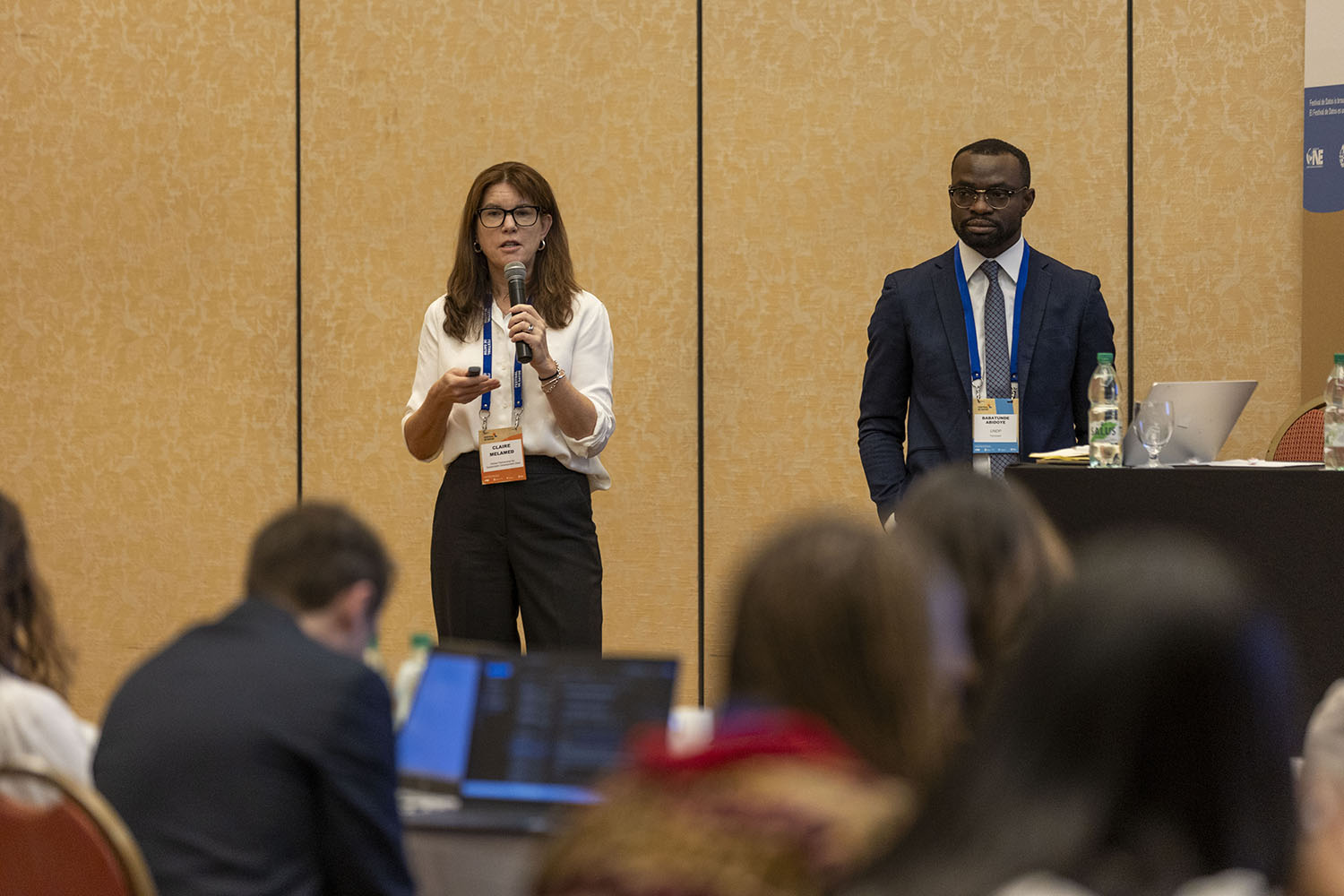 Dr Claire Melamed, Global Partnership CEO, addresses attendees at the workshop to discuss progress on the Power of Data High Impact Initiative, at Day Zero of Festival de Datos