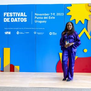 Tolulope at the Festival de Datos. Photo credit: Pablo Kreimbuhl
