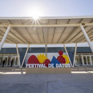 Festival de Datos sign outside the event venue in Punte del Este, Uruguay, November 2023