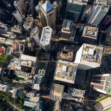 Aerial view of a city.