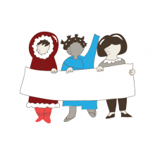 illustration of people holding up a sign