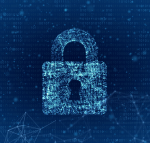 Lock on blue background.