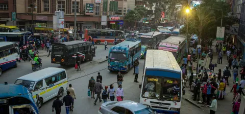 People walk on a street in Nairobi