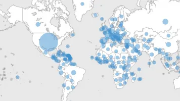 Map visualization of global COVID-19 cases from WHO dashboard
