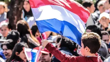 Paraguay flag close-up in rally