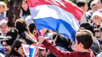 Paraguay flag close-up in rally