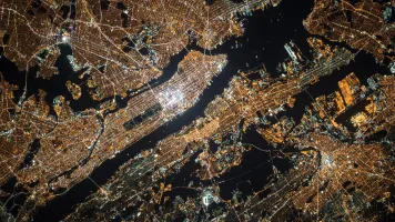 Satellite view of the Earth at night