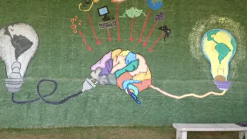 A data mural created by students at school in Belo Horizonte, Brazil as part of a project building data literacy through the arts. Credit: Data Therapy