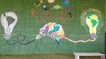 A data mural created by students at school  in  Belo  Horizonte, Brazil as part of a project building data literacy through the arts. Credit: Data Therapy.