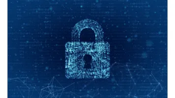 Lock on blue background