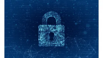 Lock on blue background.