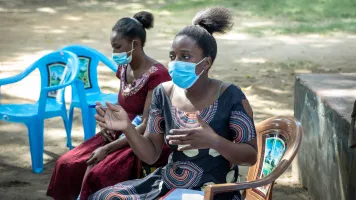 Community members meet at a listening group in Kilifi County