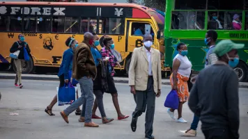 People walking along Tom Mboya st. in Nairobi