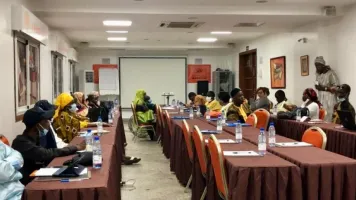 Formation de la Fédération des Associations de Personnes Handicapées sur les processus électoraux au Sénégal. Crédit: Khady Ba. Sightsavers.