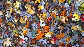 Stack of jigsaw puzzle pieces