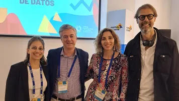 Left to right: Eugenia Olliaro, UNICEF; Federico Segui, INE Uruguay; Marisa Miodosky, Equal Measures 2030; and Stefaan Verhulst, The Gov Lab, at Festival de Datos