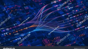 Illustration of connecting lines and wires to represent big data 