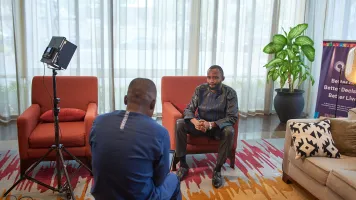Beni Nzimba Makumbu, CAN Data Science Fellow from our first cohort, at the interview for our case study