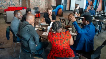 Participants in a data visualization workshop in Capetown