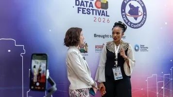 Jenna Slotin being interviewed at the Global Data Festival 