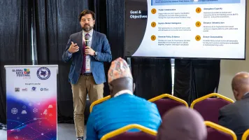 James Henderson presenting at the Global Data Festival 
