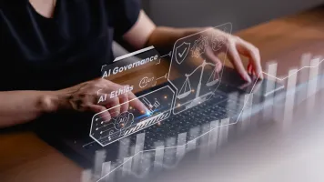 ai governance transparency legal policy privacy.Professional managing AI governance and ethics on a digital platform, emphasizing compliance, transparency, privacy, security and regulatory oversight.