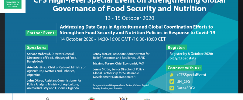 Committee for World Food Security side event, "Addressing Data Gaps in Agriculture and Global Coordination Efforts to Strengthen Food Security and Nutrition Policies in Response to COVID-19"