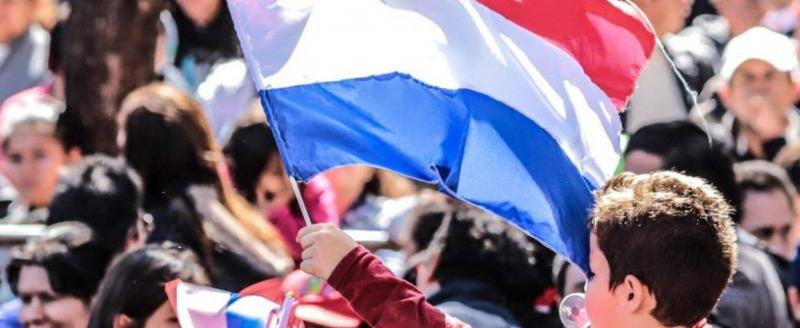 Paraguay flag close-up in rally