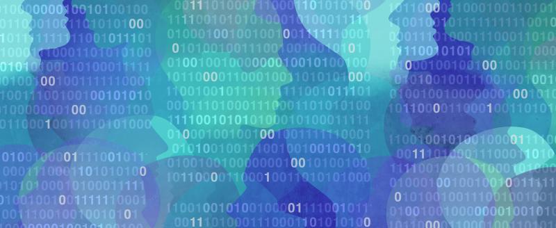 Various face silhouettes covered in binary code. Credit: Shutterstock
