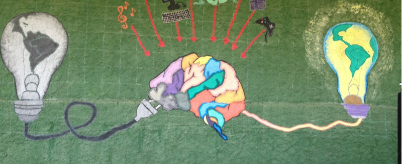 A data mural created by students at school in Belo Horizonte, Brazil as part of a project building data literacy through the arts. Credit: Data Therapy.