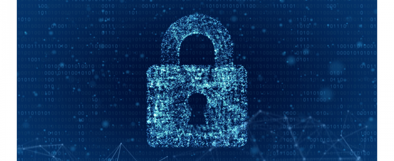 Lock on blue background