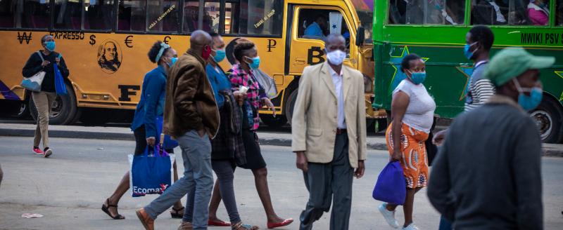 People walking along Tom Mboya st. in Nairobi