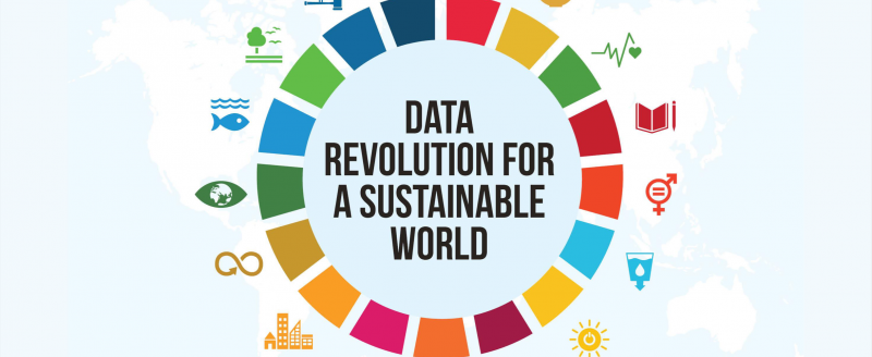 "Data revolution for a sustainable world" text surrounded by the SDG icons