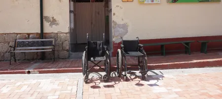 Wheelchairs on a street
