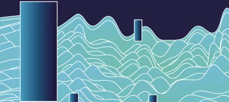Blue and green digital gradient waves