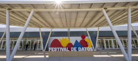 Festival de Datos sign outside the event venue in Punte del Este, Uruguay, November 2023