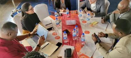 Partners from Colombia, Ghana, and Kenya in deep discussion during a MIDN peer exchange session