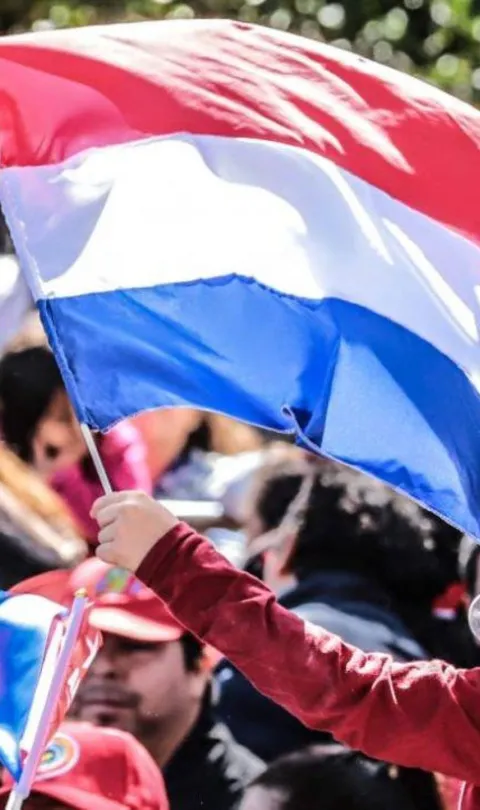 Paraguay flag close-up in rally