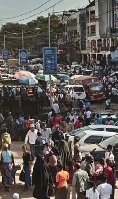 Crowded city street.