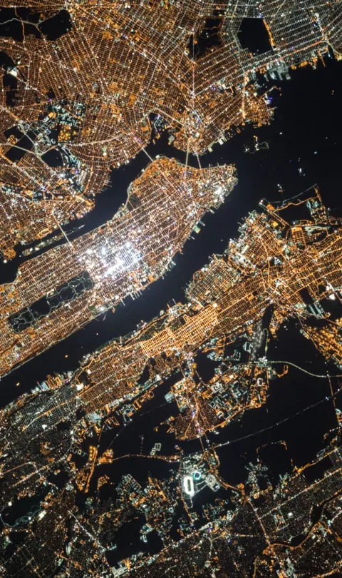 Satellite view of the Earth at night