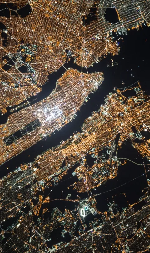 Satellite view of the Earth at night