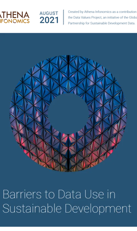 Title of report as text on blue background with branded logo circle image.