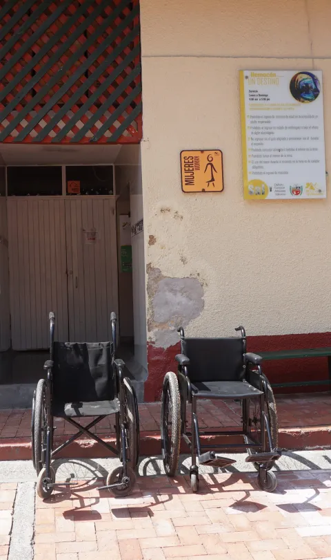 Wheelchairs on a street