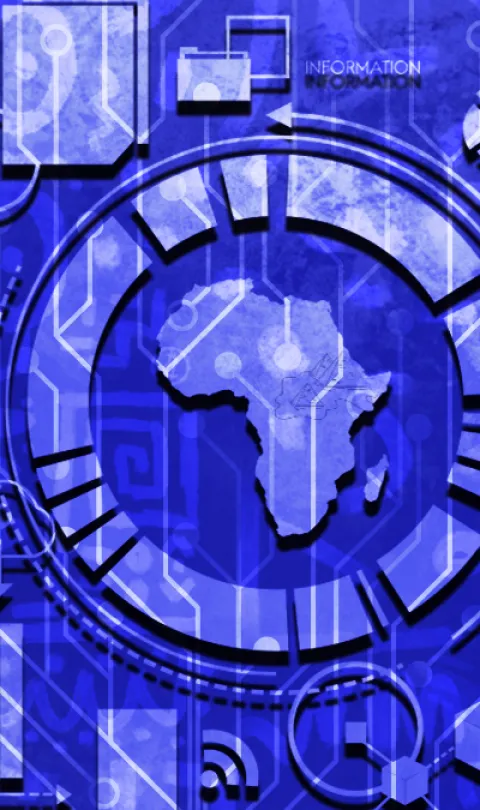 Blue data/tech graphic. Credit: Maryjane Uzodinma/Global Partnership for Sustainable Development Data
