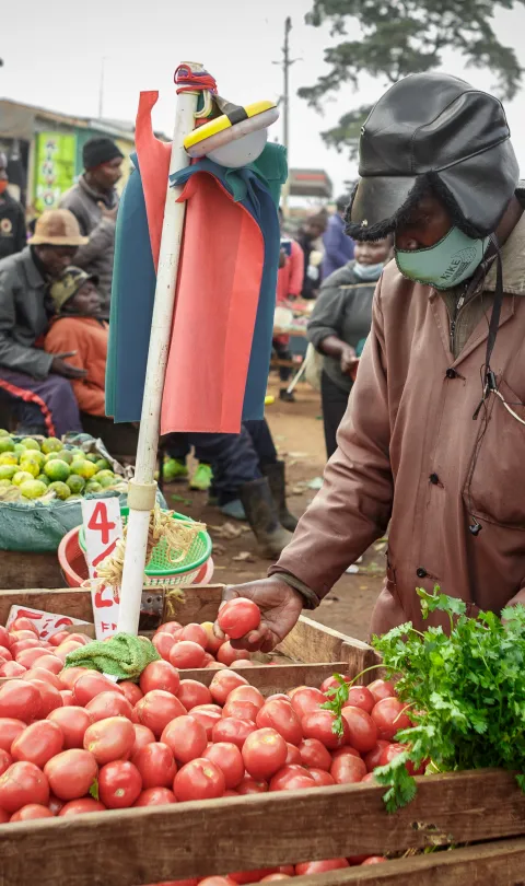 A vegetable hawker at Wangige Market in Kiambu, Kenya. Credit: Elphas Ngugi/Global Partnership for Sustainable Development Data