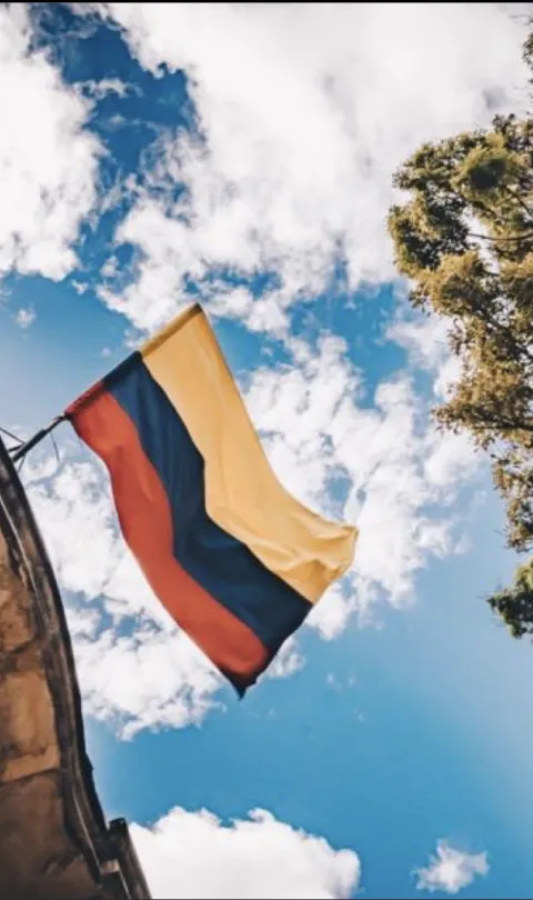 Colombian flag on top of a building. Credit: Flavia Carpio
