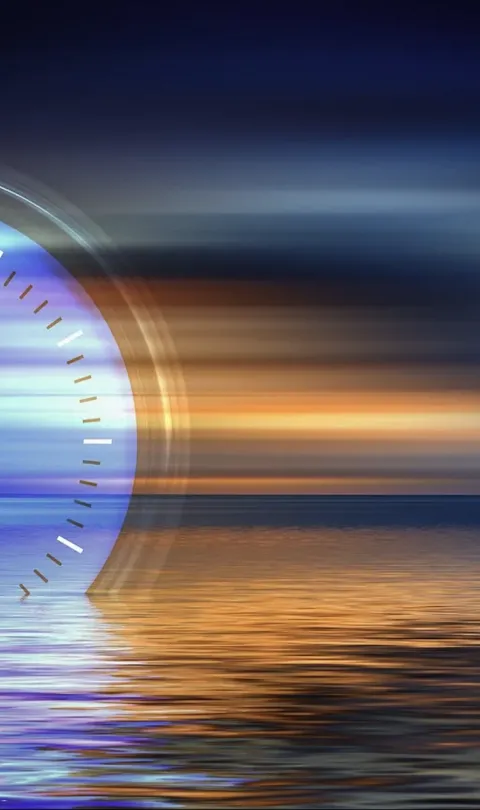 Computer generated image of a clock resting at sea level - credit to Gerd Altmann from Pixabay