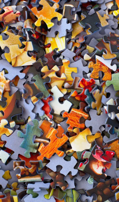 Stack of jigsaw puzzle pieces