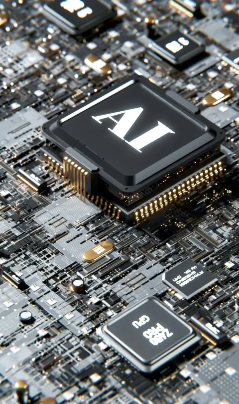  3D render of AI and GPU processors / Unsplash: Igor Omilaev